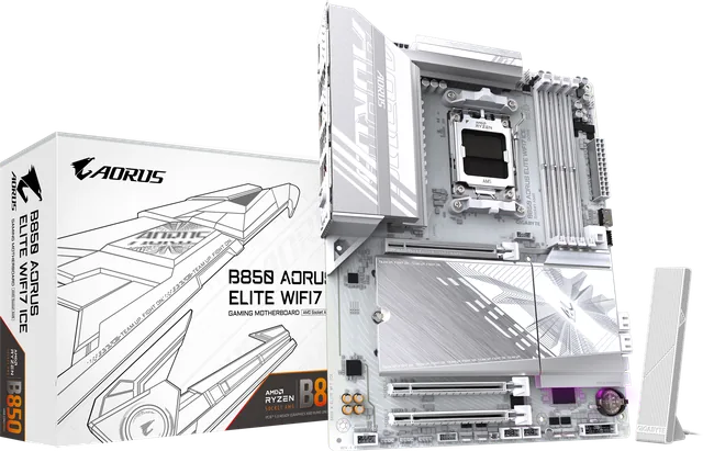 GIGABYTE B850 AORUS Elite WiFi7 Ice — illustration officielle GIGABYTE