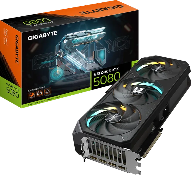 GIGABYTE GeForce RTX 5080 Gaming OC 16G — illustration officielle GIGABYTE