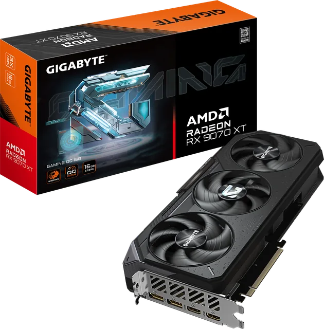GIGABYTE Radeon RX 9070 XT Gaming OC 16G — illustration officielle GIGABYTE